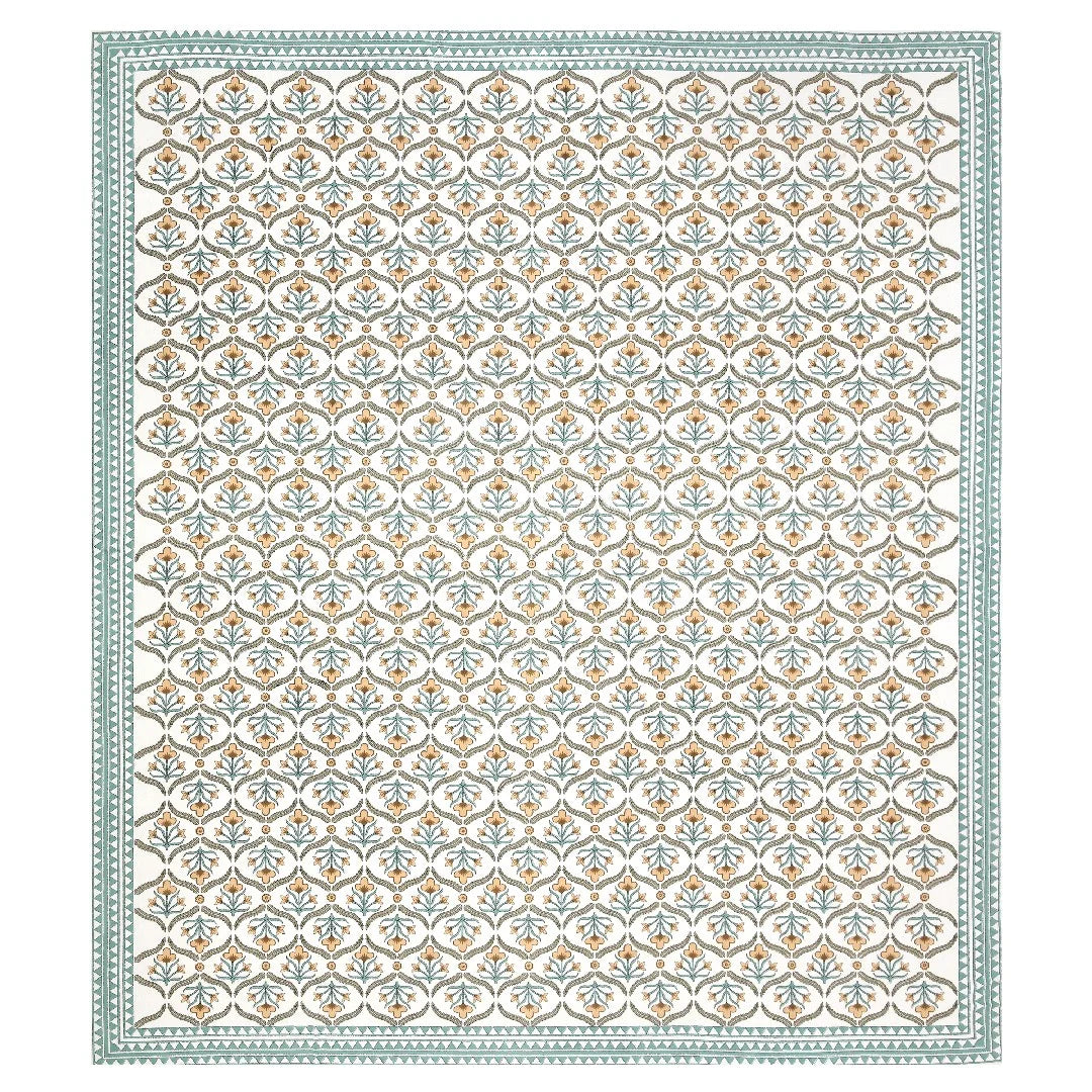 Turquoise Bloom 100% Cotton Bedsheet with Pillow Covers