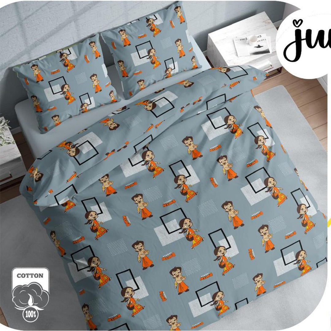 Blue Chota Bheem Pure Cotton Bedsheet