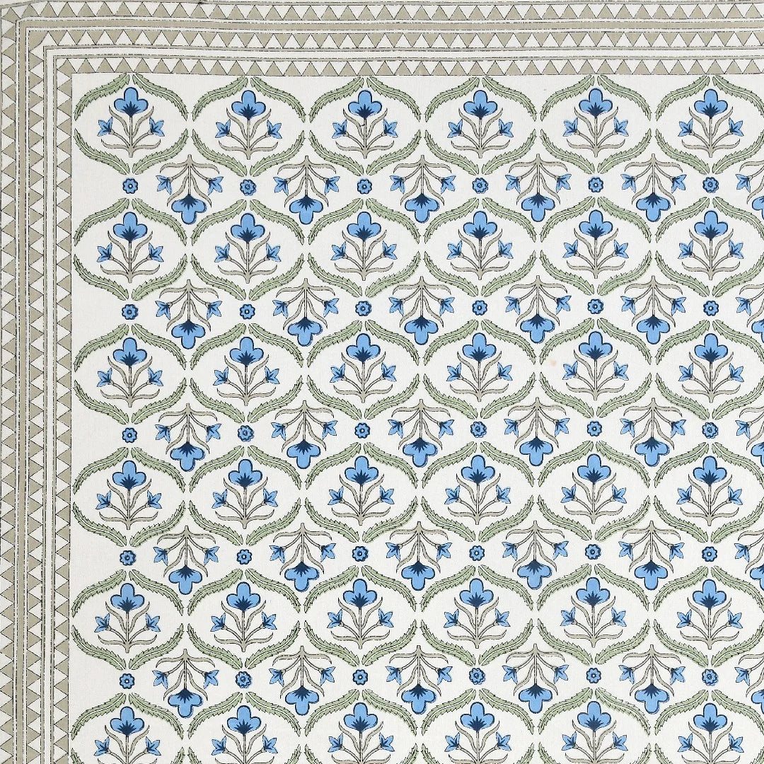 Blue Meadow 100% Cotton Bedsheet with Pillow Covers