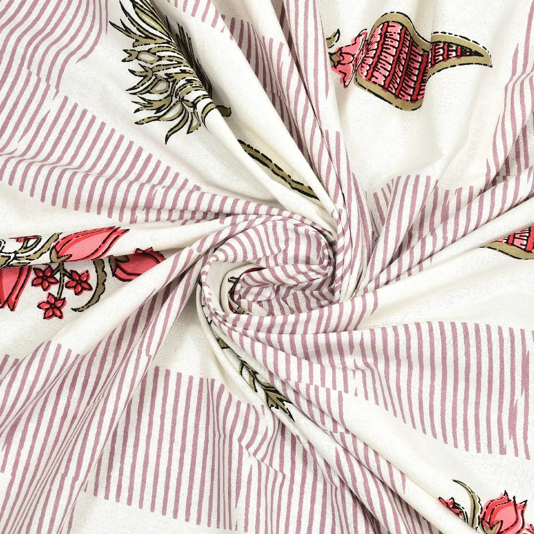 Rustic Bloom 100% Cotton Bedsheet with Pillow Covers