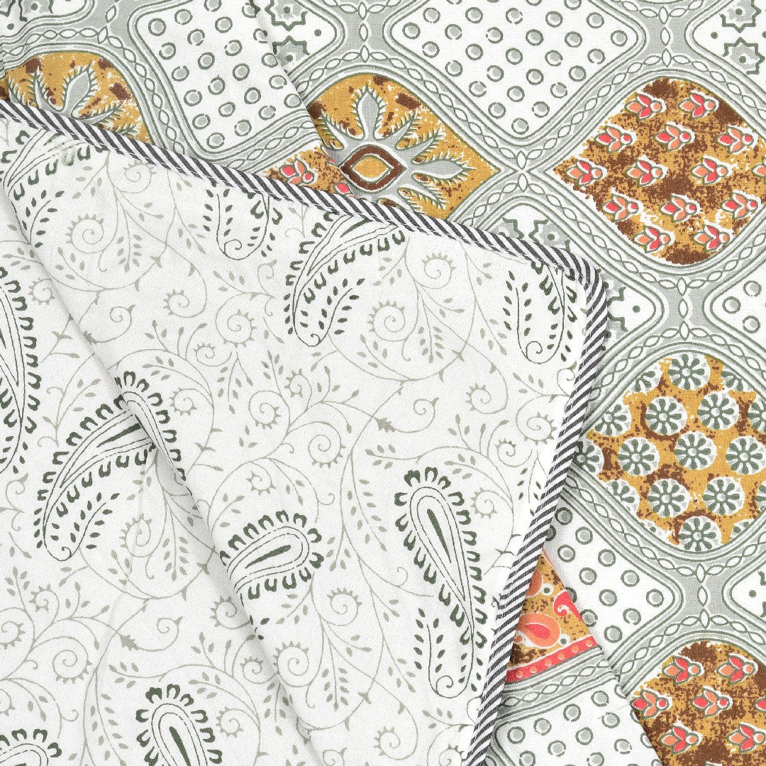 The Saffron Dohar - 100% Cotton Dohar, Summer Blanket/Quilt for AC Rooms