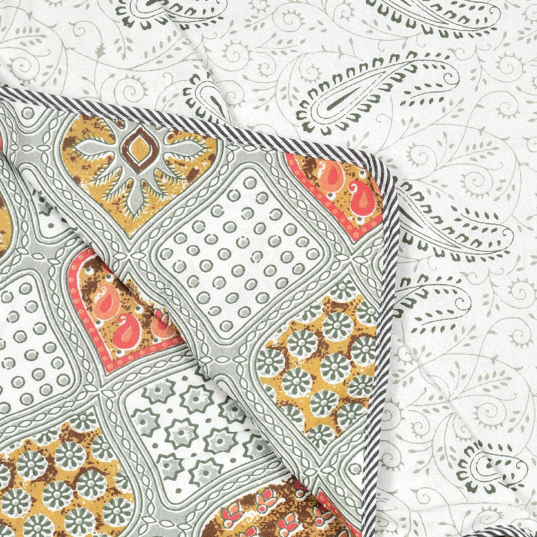 The Saffron Dohar - 100% Cotton Dohar, Summer Blanket/Quilt for AC Rooms