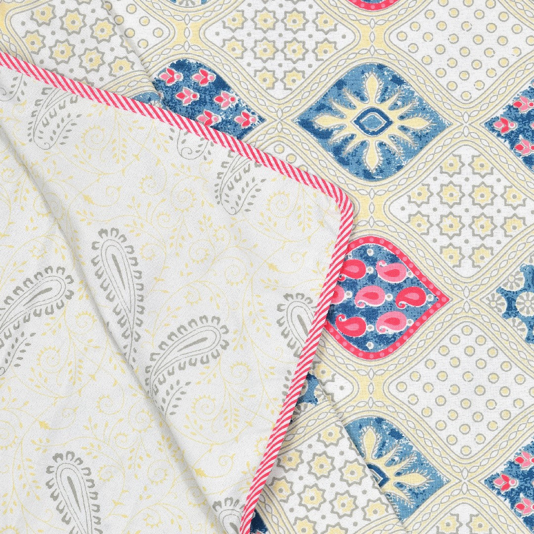 The Paisley Diamond Dohar - 100% Cotton Dohar, Summer Blanket/Quilt for AC Rooms