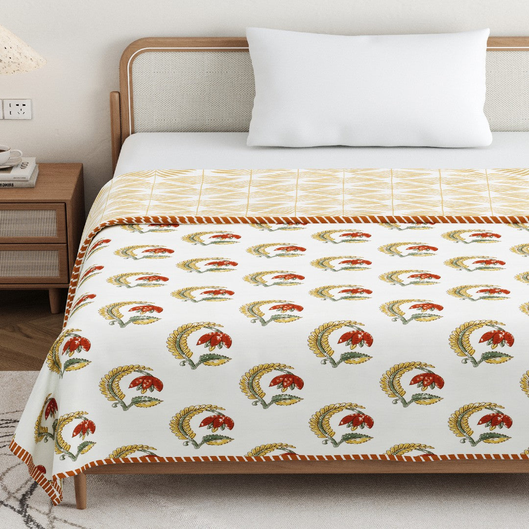 Royal Lotus Dohar - 100% Cotton Dohar, Summer Blanket / Quilt for AC Rooms