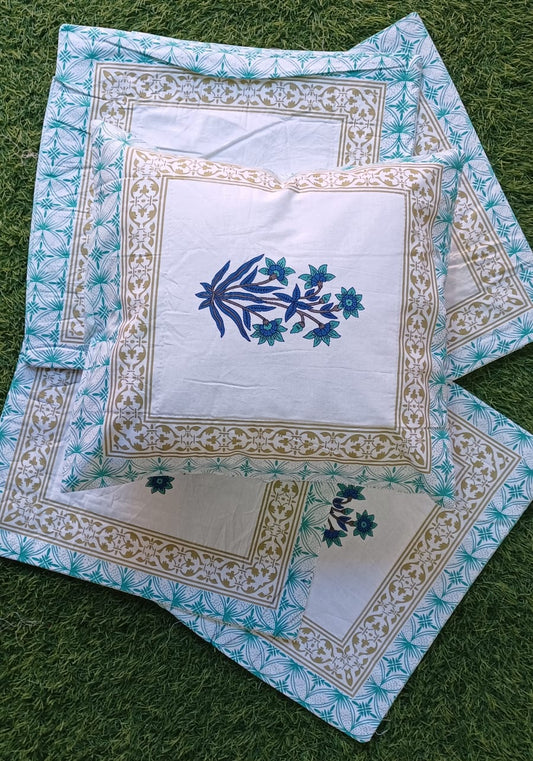 Litstar Turquoise Bloom Cushion Cover Set of 5