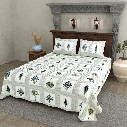 Indigo Grove 100% Cotton Bedsheet with Pillow Covers