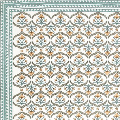 Turquoise Bloom 100% Cotton Bedsheet with Pillow Covers
