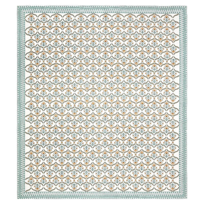 Turquoise Bloom 100% Cotton Bedsheet with Pillow Covers