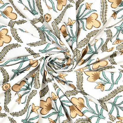 Turquoise Bloom 100% Cotton Bedsheet with Pillow Covers
