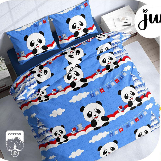 Blue Baby Panda Pure Cotton Bedsheet