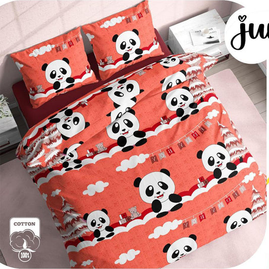 Rust Baby Panda Pure Cotton Bedsheet