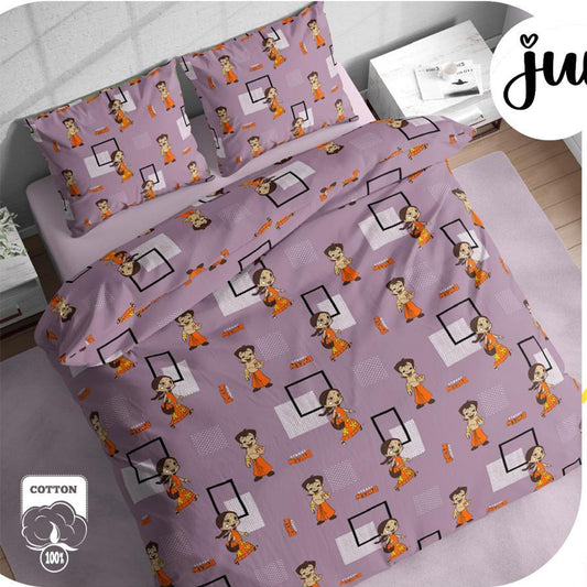 Purple Chota Bheem Pure Cotton Bedsheet