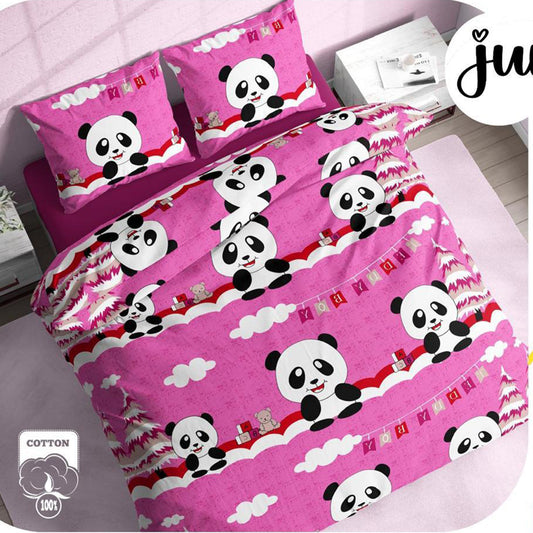 Purple Baby Panda Pure Cotton Bedsheet