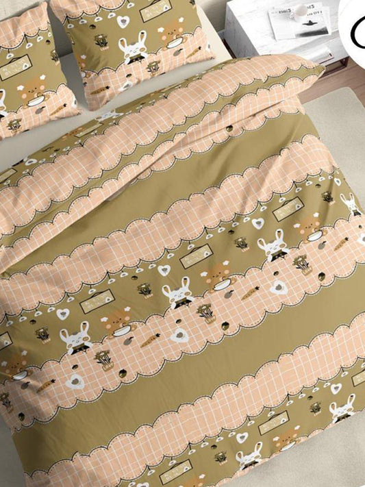 Beige & Brown Honey Bunny Pure Cotton Bedsheet