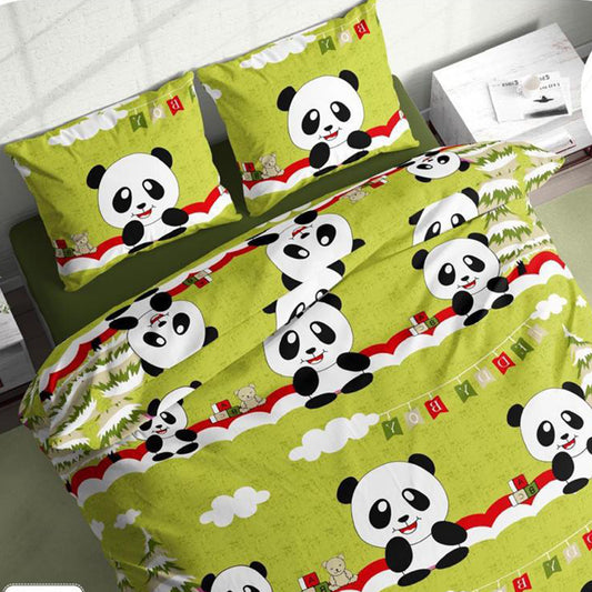Green Baby Panda Pure Cotton Bedsheet