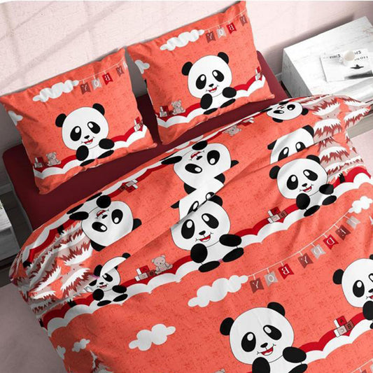 Rust Baby Panda Pure Cotton Bedsheet