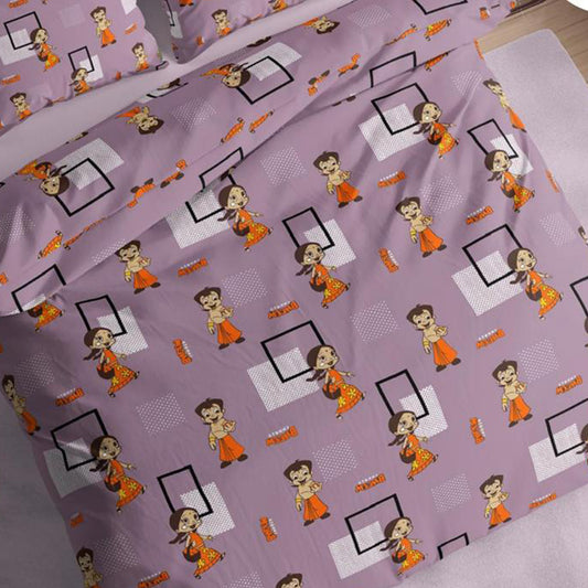 Purple Chota Bheem Pure Cotton Bedsheet