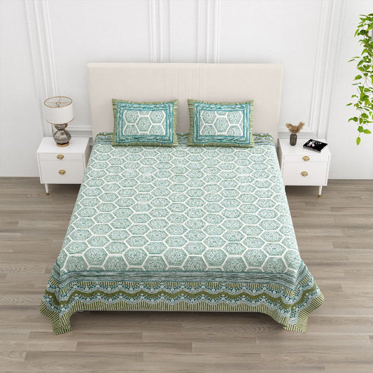 Magnet Mint Mosaic Cotton Bedsheet