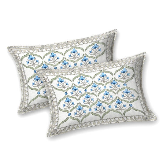 Blue Meadow 100% Cotton Bedsheet with Pillow Covers