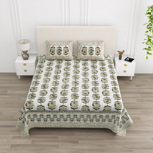 Magnet Olive Heritage Medallion Cotton Bedsheet