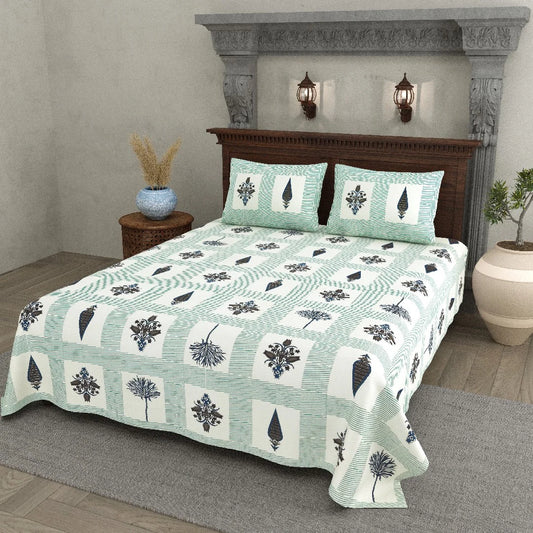 Mystic Flora 100% Cotton Bedsheet with Pillow Covers