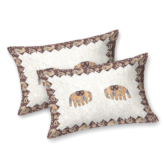 Magnet Earthen Elephant Dream Cotton Bedsheet