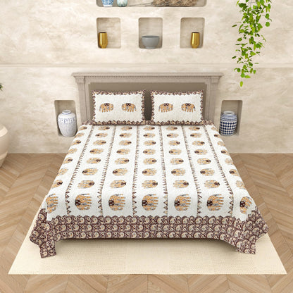 Magnet Earthen Elephant Dream Cotton Bedsheet