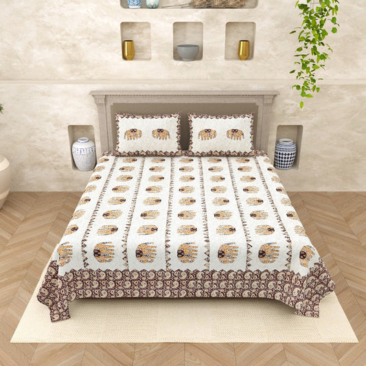 Magnet Earthen Elephant Dream Cotton Bedsheet