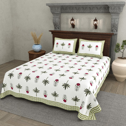 Tropical Blossom 100% Cotton Bedsheet with Pillow Covers