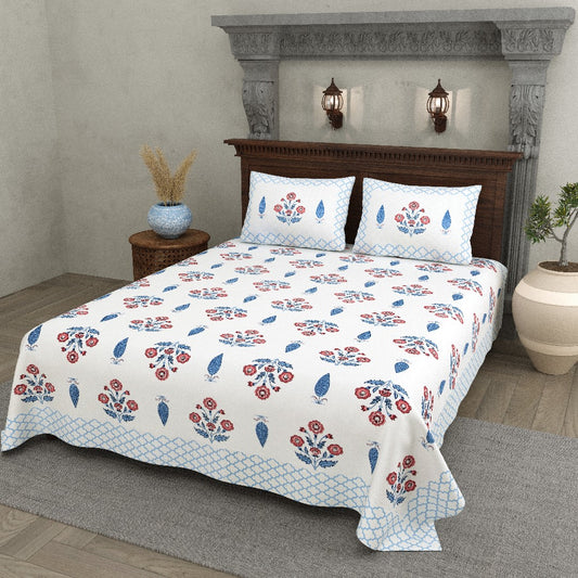 Blossom Breeze 100% Cotton Bedsheet with Pillow Covers