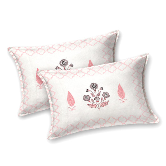 Blush Meadow 100% Cotton Bedsheet with Pillow Covers