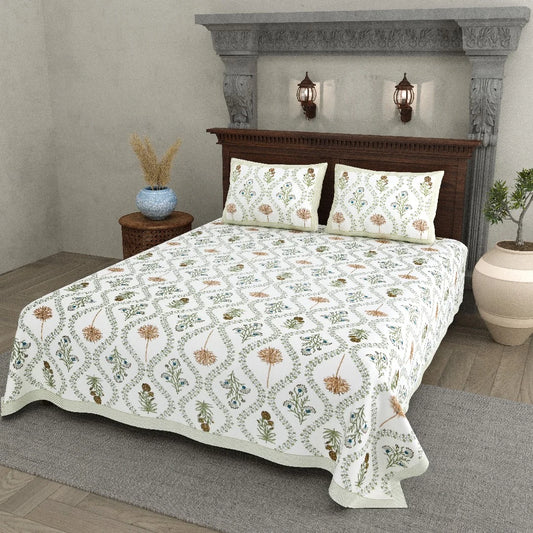 Garden Trellis 100% Cotton Bedsheet with Pillow Covers