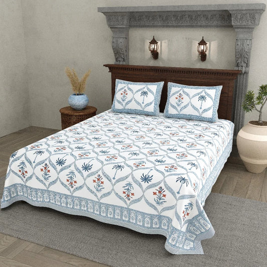 Royal Palm 100% Cotton Bedsheet with Pillow Covers