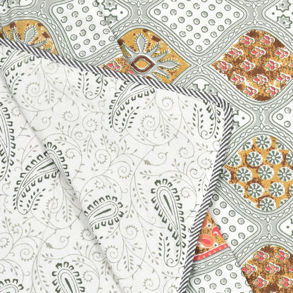 The Saffron Dohar - 100% Cotton Dohar, Summer Blanket/Quilt for AC Rooms
