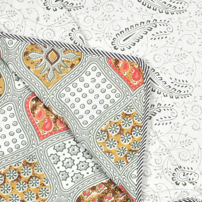 The Saffron Dohar - 100% Cotton Dohar, Summer Blanket/Quilt for AC Rooms