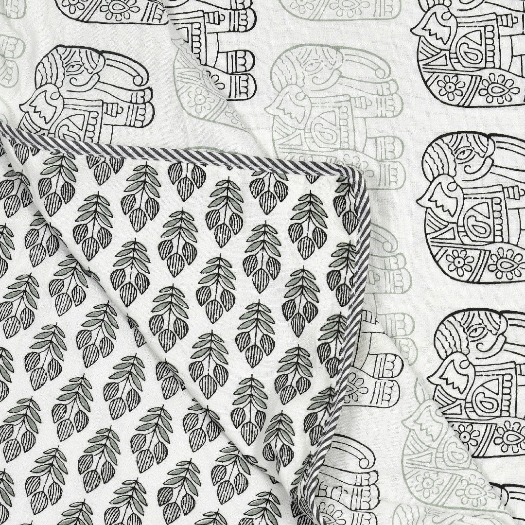 The Elephant Parade Dohar - 100% Cotton Dohar, Summer Blanket/Quilt for AC Rooms