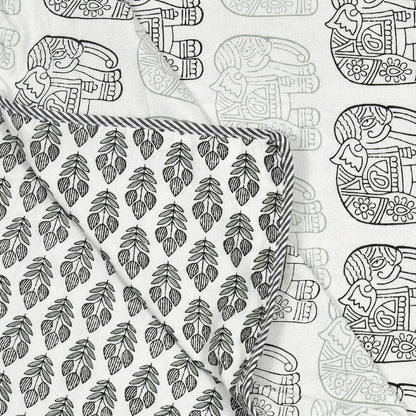 The Elephant Parade Dohar - 100% Cotton Dohar, Summer Blanket/Quilt for AC Rooms