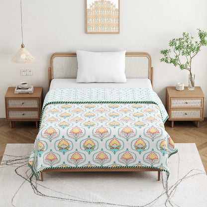 The Serene Bloom Dohar - 100% Cotton Dohar, Summer Blanket/Quilt for AC Rooms