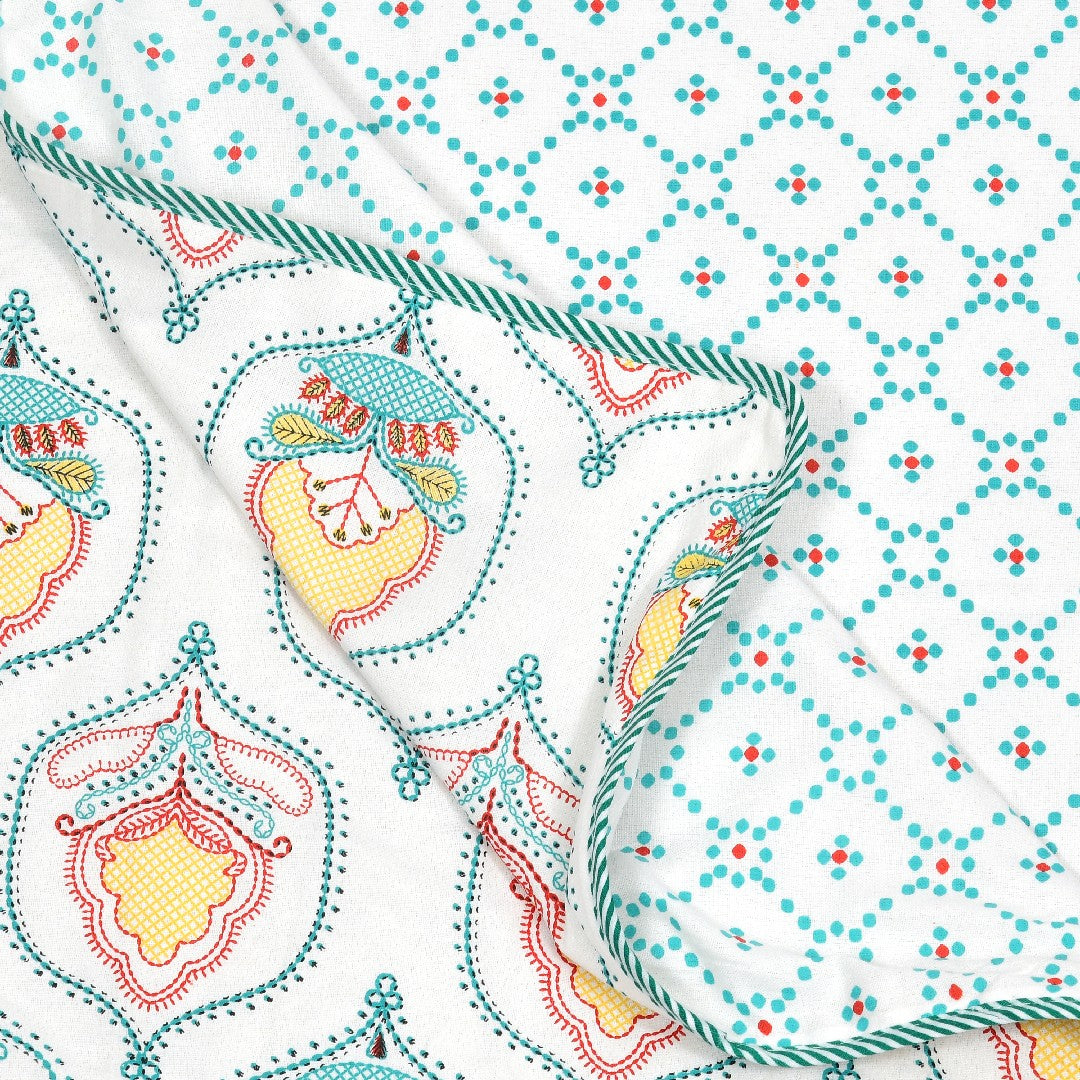 The Serene Bloom Dohar - 100% Cotton Dohar, Summer Blanket/Quilt for AC Rooms