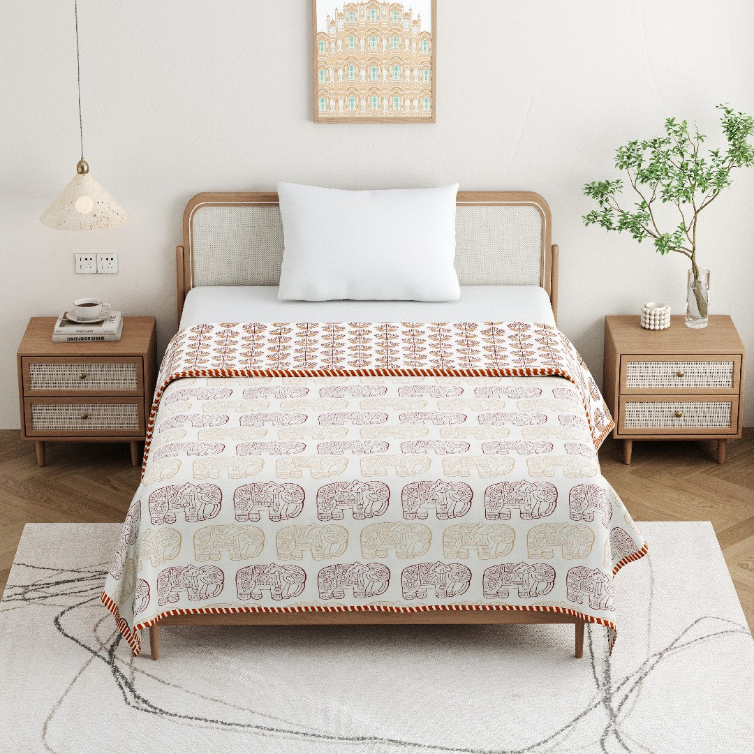 The Majestic Dohar - 100% Cotton Dohar, Summer Blanket/Quilt for AC Rooms