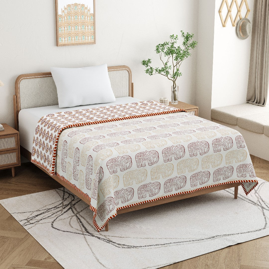 The Majestic Dohar - 100% Cotton Dohar, Summer Blanket/Quilt for AC Rooms