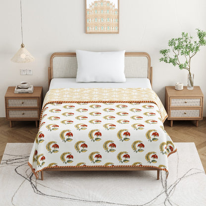 Royal Lotus Dohar - 100% Cotton Dohar, Summer Blanket / Quilt for AC Rooms