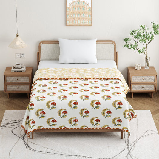 Royal Lotus Dohar - 100% Cotton Dohar, Summer Blanket / Quilt for AC Rooms