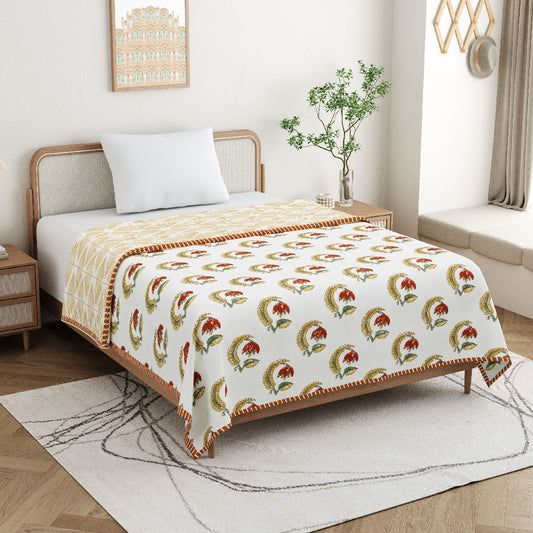 Royal Lotus Dohar - 100% Cotton Dohar, Summer Blanket / Quilt for AC Rooms